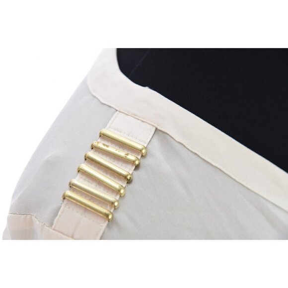 H&M Womens Sz 10 Military Satin Silky Tunic Top Popover V Neck Ivory m - Picture 8 of 12